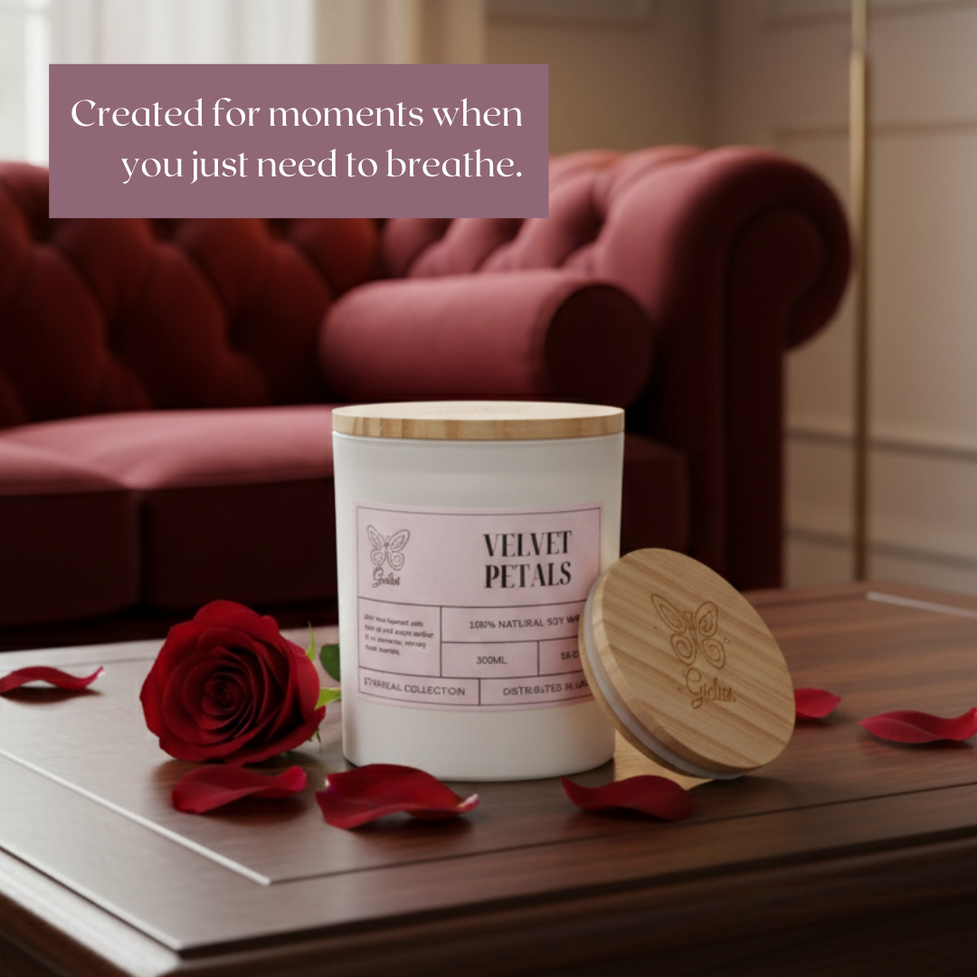 Velvet Petals – Luxury Soy Candle for a Romantic, Cozy Atmosphere