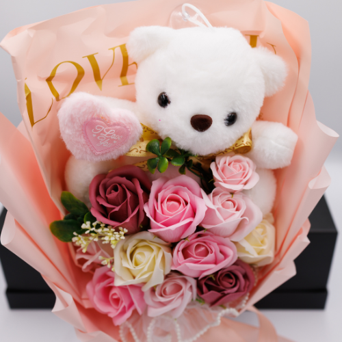 Pink Bear Flower Bouquet – Cute & Romantic Gift