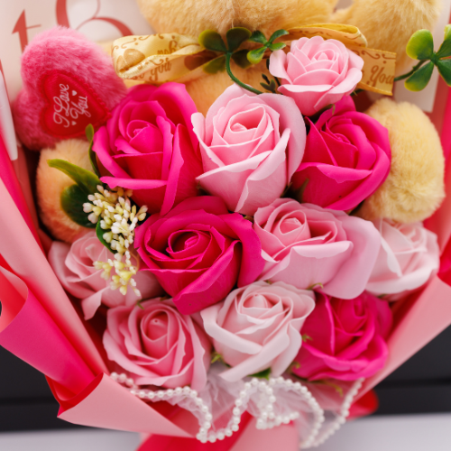 Rose Pink Bear Bouquet – Sweet & Elegant Gift