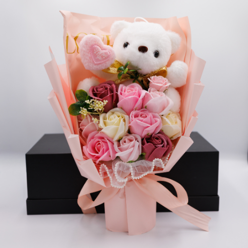 Pink Bear Flower Bouquet – Cute & Romantic Gift