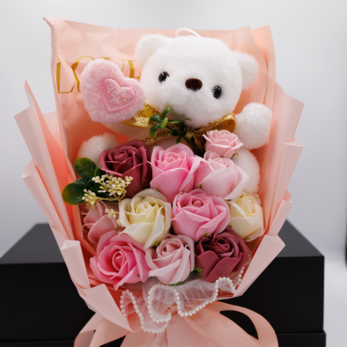Pink Bear Flower Bouquet – Cute & Romantic Gift