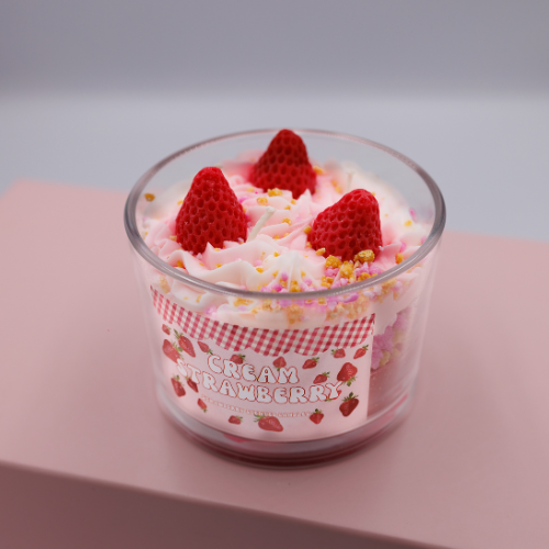 Cream Strawberry Candle – Sweet, Cozy & Aesthetic